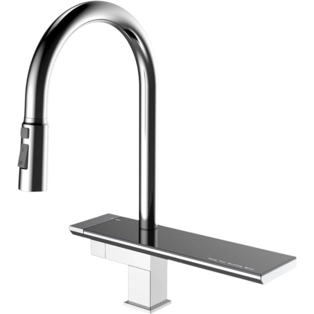 Изображение товара Смеситель для кухни на основании ALOUTE с водопадом, вытягивающимся изливом, Режим душ/ струя, цвет титан A40163-23