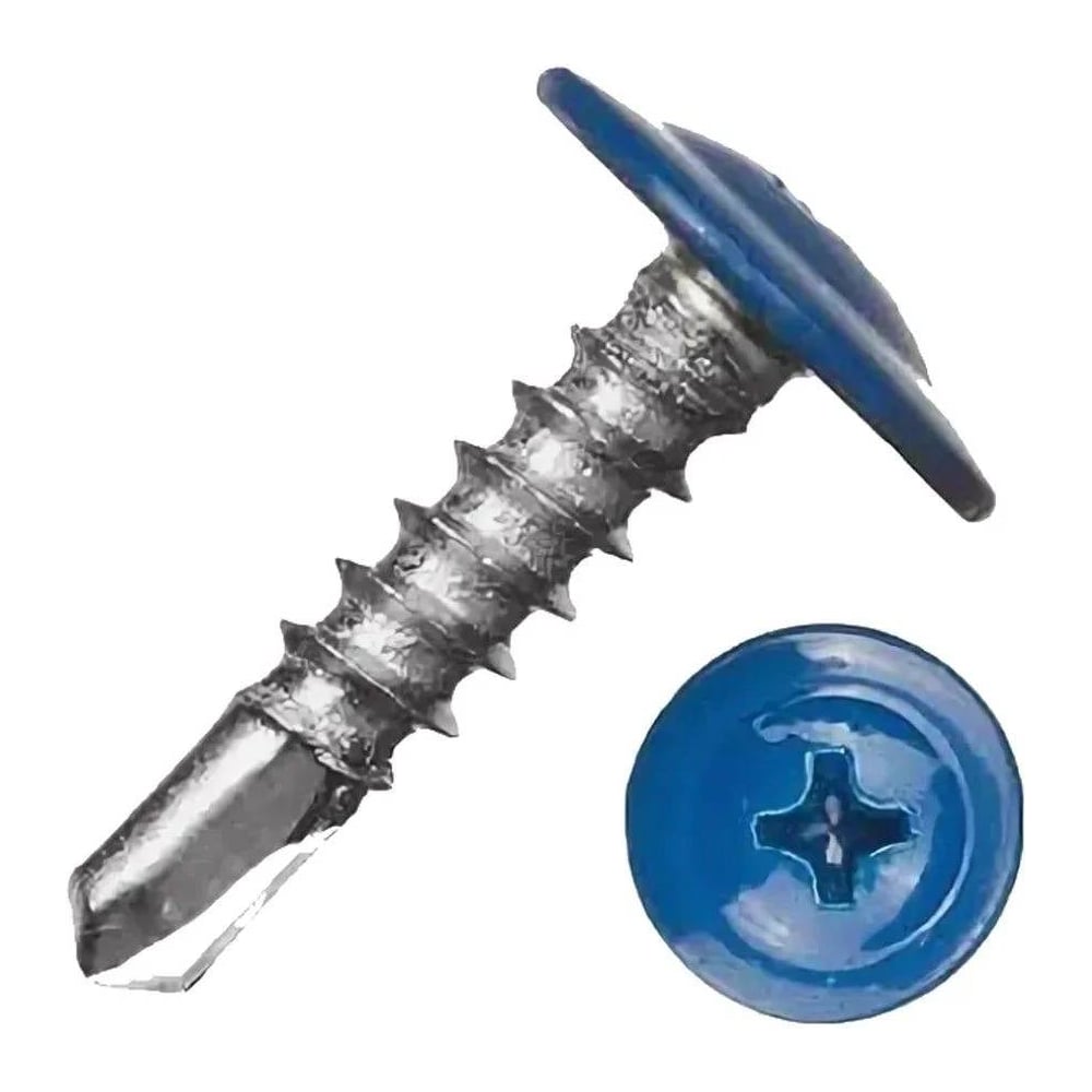 Изображение товара Саморез ARNO INDUSTRIES 4,2х25 мм 1кг, с прессшайбой со сверлом для крепления листового металла  RAL5005 синий AB3504202555Р98