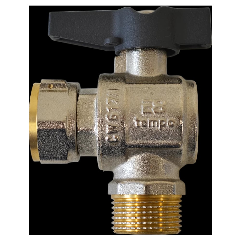Изображение товара Кран шаровый латунный E8tempo с накидной гайкой (угловой) 3/4 E8000453