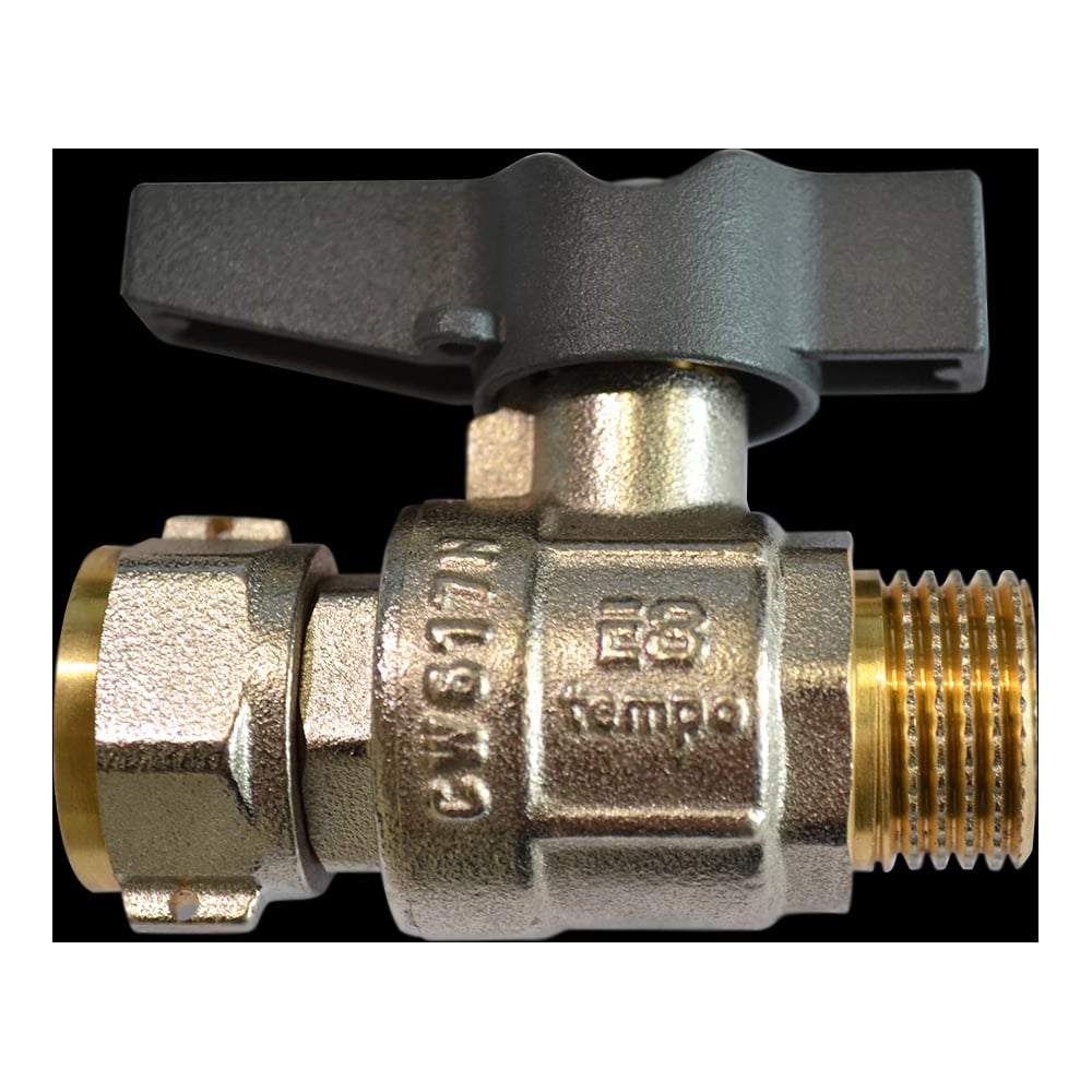 Изображение товара Кран шаровый E8tempo латунный 1/2" прямой с накидной гайкой