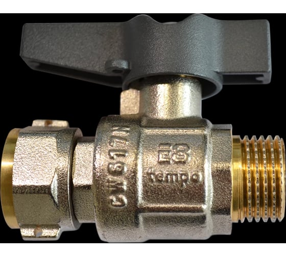 Изображение товара Кран шаровый латунный E8tempo с накидной гайкой (прямой) 1/2 E8000450
