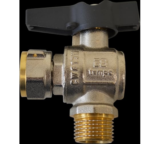 Изображение товара Кран шаровый латунный E8tempo с накидной гайкой (угловой) 1/2 E8000451