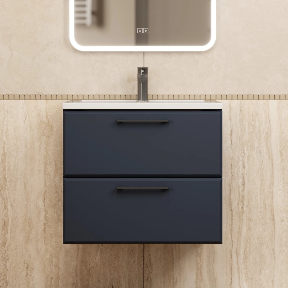 Изображение товара Тумба под раковину Uperwood Foster New_60 см — черная, 2 ящика, подвесная