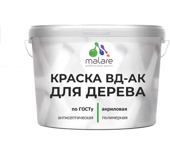 Изображение товара Краска для дерева акриловая MALARE ГОСТ ВД-АК, матовая, белая 13 кг КВДАКДЕРБЕЛМ1300