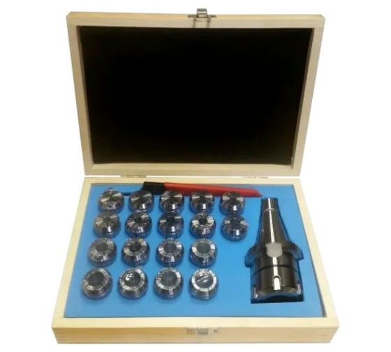 Изображение товара Патрон цанговый с набором цанг NT50-ER32 (хв-к конус 7:24; DIN2080; цанги 18 шт; 3-20 мм) GRIFF b221441