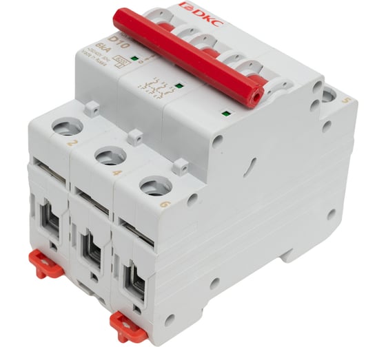 Изображение товара Автоматический модульный выключатель DKC YON MD63 3P 10А D 6kA DKC MD63-3D10-6
