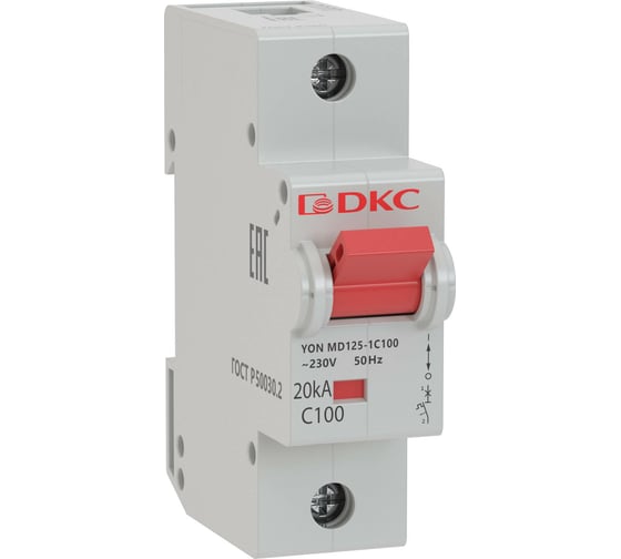 Изображение товара Автоматический модульный выключатель DKC YON MD125 1P 100А C 20kA DKC MD125-1C100