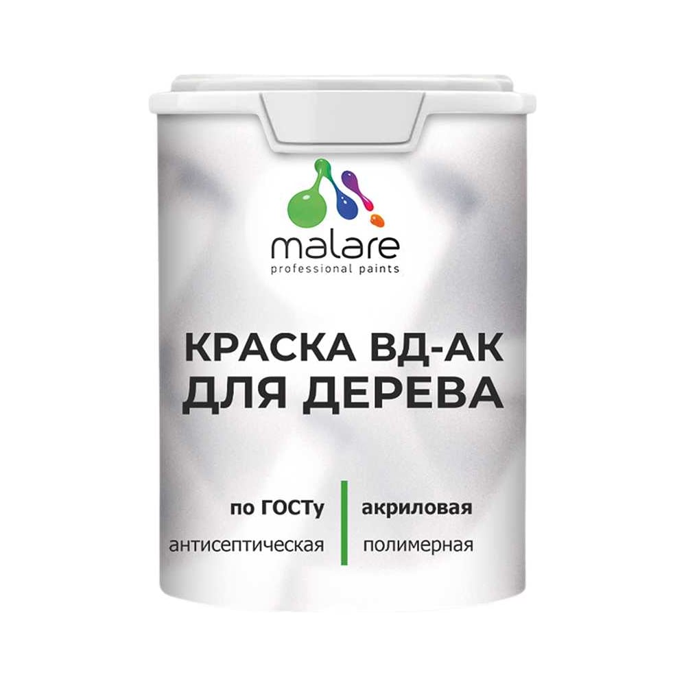 Изображение товара Краска для дерева акриловая MALARE ГОСТ ВД-АК, матовая, белая 1,3 кг КВДАКДЕРБЕЛМ0130