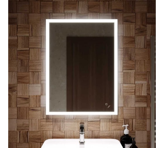 Изображение товара Зеркало MIXLINE Норма ЭКОНОМ 600_800 ШВ сенсорный выкл, светодиодная подсветка, универс.крепеж 558696