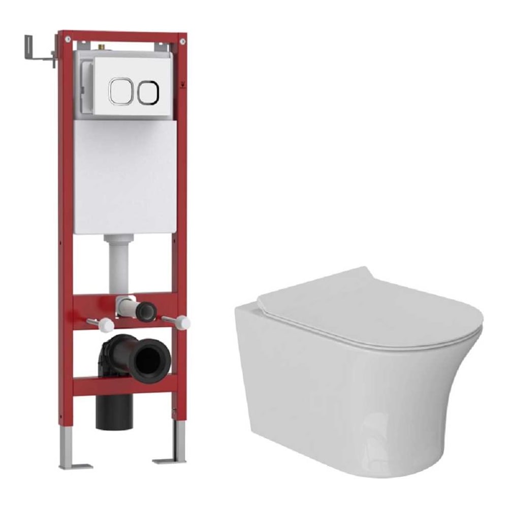 Изображение товара Комплект Система инсталляции WAVE МЕХАНИКА 380+унитаз СТАР/STAR+квадратная кнопка A1 белая 558181