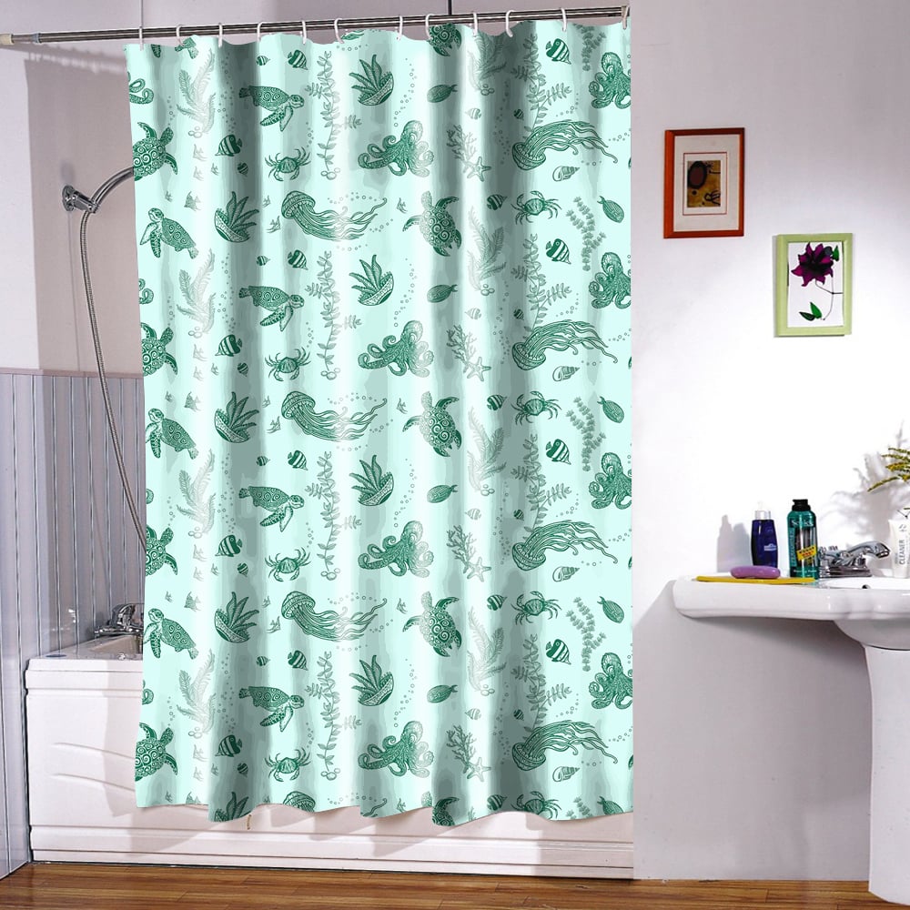 Изображение товара Занавес для ванной комнаты КОЛОРИТ 180х180см, Подводный мир зеленый 0-03/ 22-03 (упаковка 3 шт) 0-03/22-03