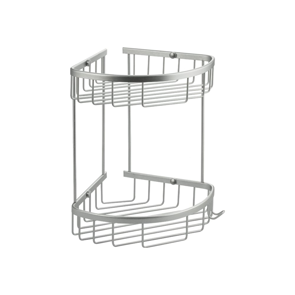 Изображение товара Угловая полочка САНАКС Серый алюминий 2 яруса с крючками