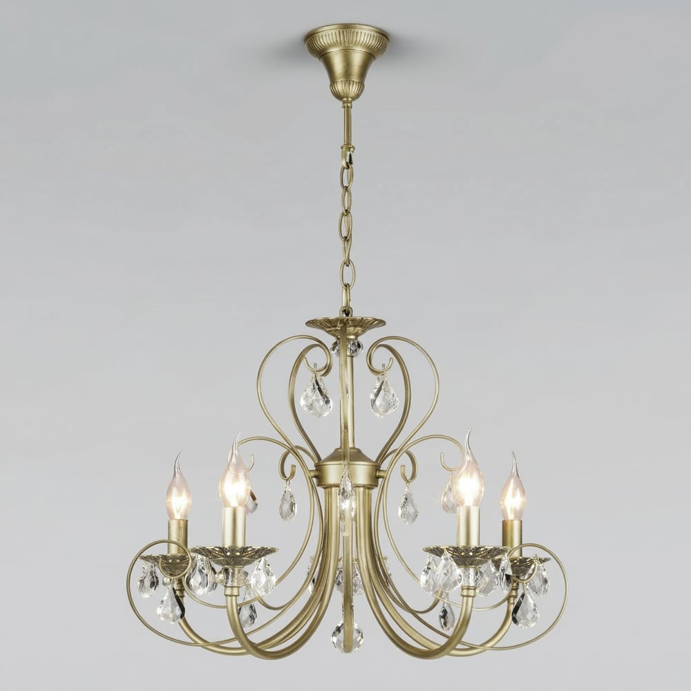 Изображение товара Подвесная люстра Eurosvet Alda E14, с хрусталем, латунь 3305/5 a072114