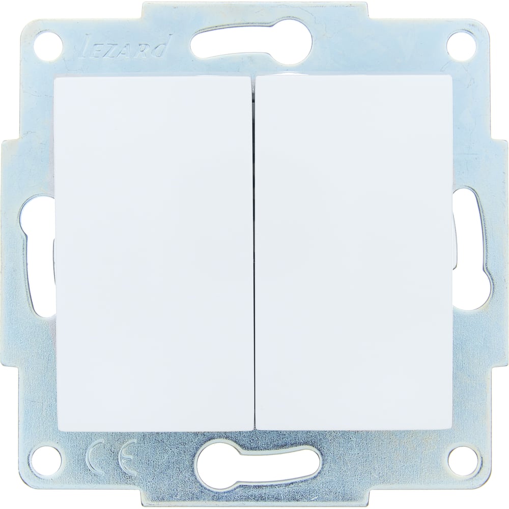 Изображение товара Выключатель двойной Lezard ASTI белый, механизм 7081-0288-101