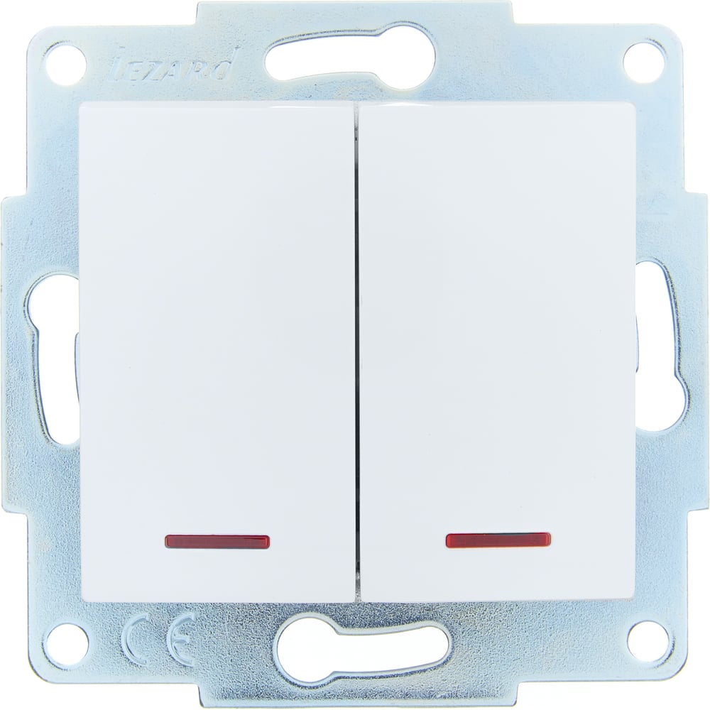 Изображение товара Выключатель двойной с подсветкой Lezard ASTI белый, механизм 7081-0288-112