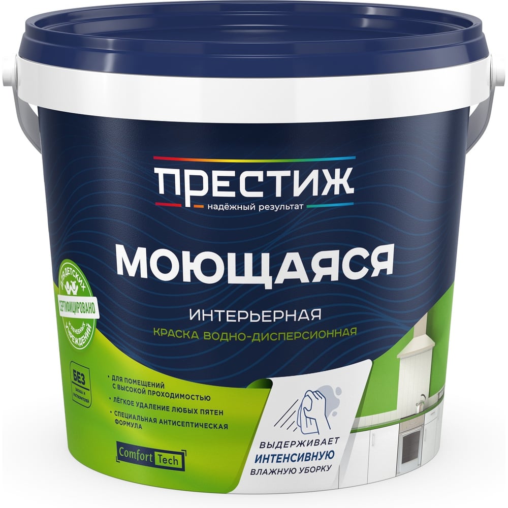 Изображение товара Краска Престиж интерьерная моющаяся водно-дисперсионная матовая белая 1,4 кг