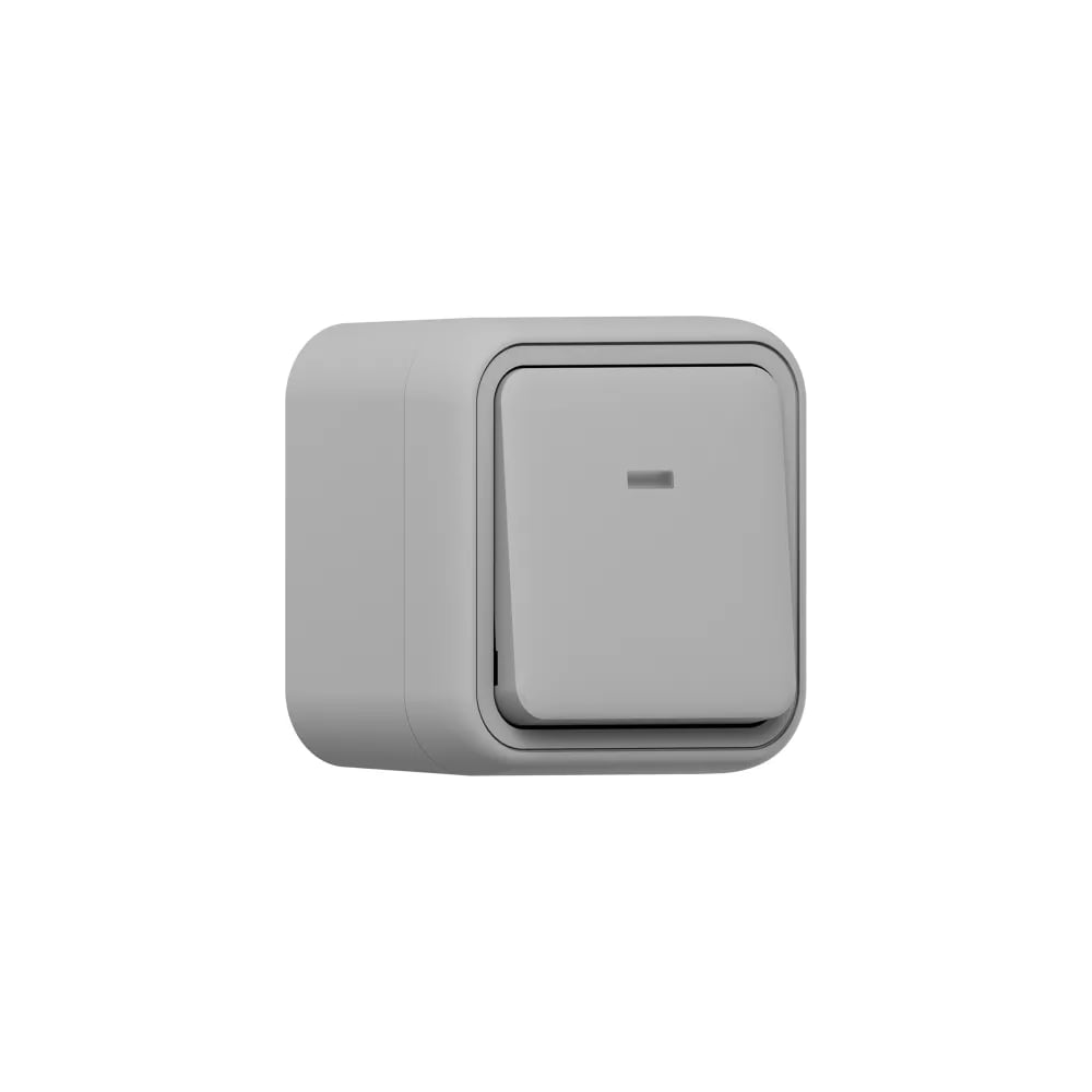 Изображение товара Выключатель одноклавишный проходной EKF Бронто с подсветкой, ОП, автоматические клеммы, серый BT1-SWG-16