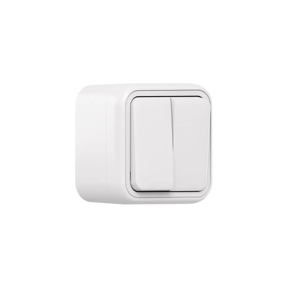 Изображение товара Выключатель двухклавишный проходной EKF Бронто ОП, автоматические клеммы, белый BT1-SWW-21