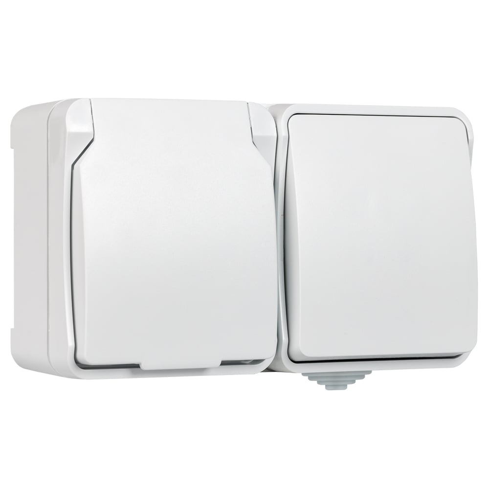 Изображение товара Блок розетка выключатель Smartbuy IP54, белый, Сатурн SBE-04g-16-SWS