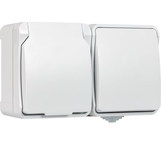 Изображение товара Блок розетка выключатель Smartbuy IP54, белый, Сатурн SBE-04g-16-SWS