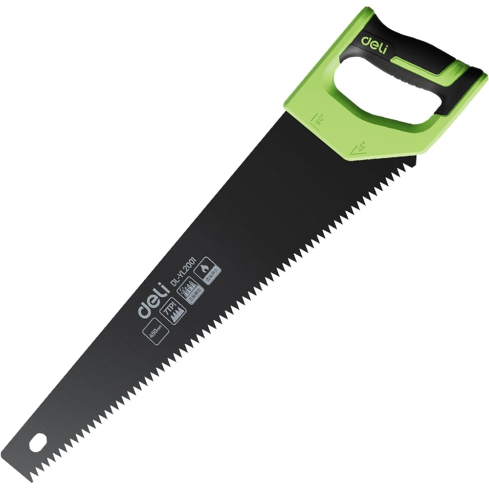 Изображение товара Ножовка DELI DL-YL2001 для дерева 450 мм, 7 TPI, 3D заточка