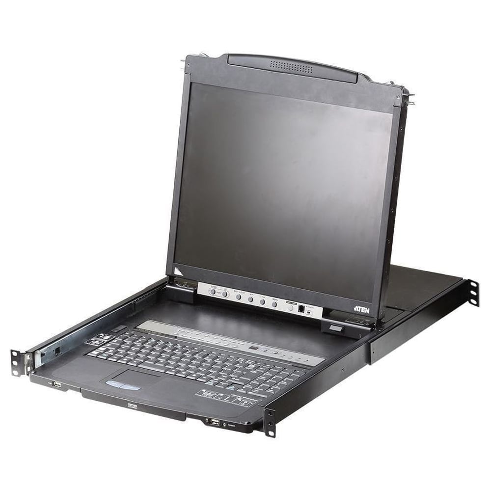 Изображение товара Переключатель ATEN KVM switch, KVM, 2 user консоль LCD 19 = 16 cpu/портов/port PS2/USB+VGA, с KVM-шнурами USB/PS2 2х1.8м., 1280x1024, CL5816N-ATA-RG