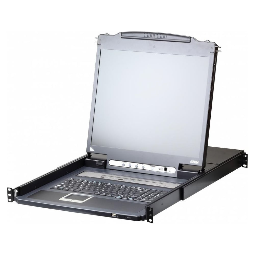 Изображение товара Переключатель ATEN KVM 1 local user PS2/USB/VGA консоль LCD 19+32 IP user = 16 cpu PS2/USB+VGA, с KVM-шнурами USB 2x1.8м., 1280x1024, CL5716IN-ATA-RG