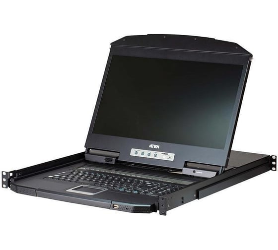 Изображение товара Переключатель ATEN KVM CL3108NX 8-портовый укороченной глубины, Single Rail, с широкоэкранным ЖК-дисплеем и интерфейсами PS/2-USB, VGA CL3108NX-ATA-RG