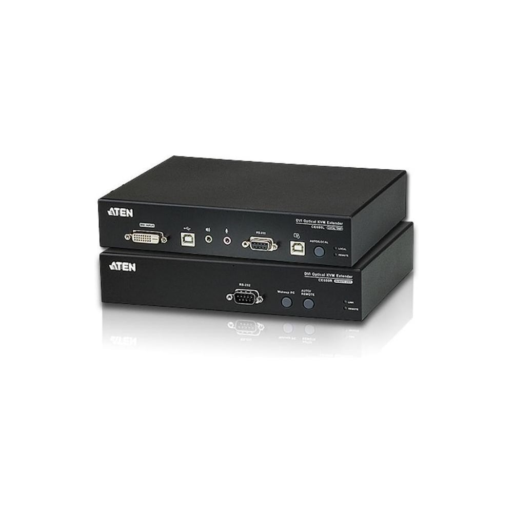 Изображение товара Удлинитель ATEN KVM USB, DVI-D+AUDIO+RS232, 600 м., оптич.волокно одномод./singlemode 1310/1550нм, DVI-D+2xMINIJACK+DB9+LС+2xUSB А-Тип+2xUS CE680-AT-G