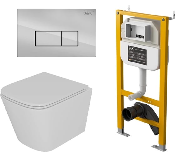 Изображение товара Комплект DQ Унитаз подвесной безободковый торнадо DK Berlin DT1436516, 490340350мм, сиденье микролифт D DS1431628