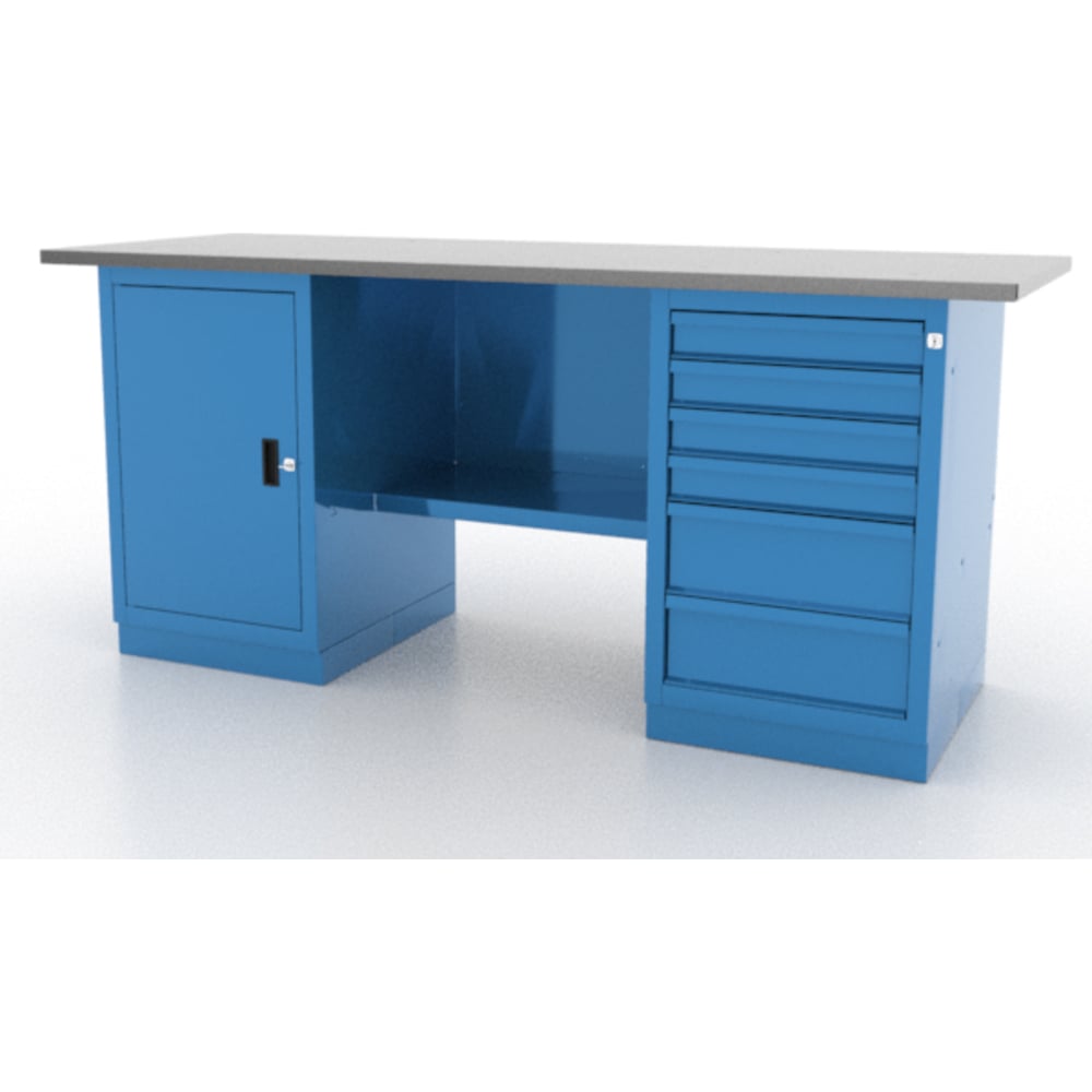 Изображение товара Двухтумбовый верстак FERRUM с ящиками и столешницей из МДФ