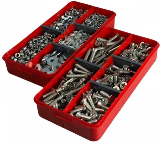 Изображение товара Набор органайзеров 23 Болта 2 в 1 винты гайки шайбы (М6) № 28 1000095/1000197