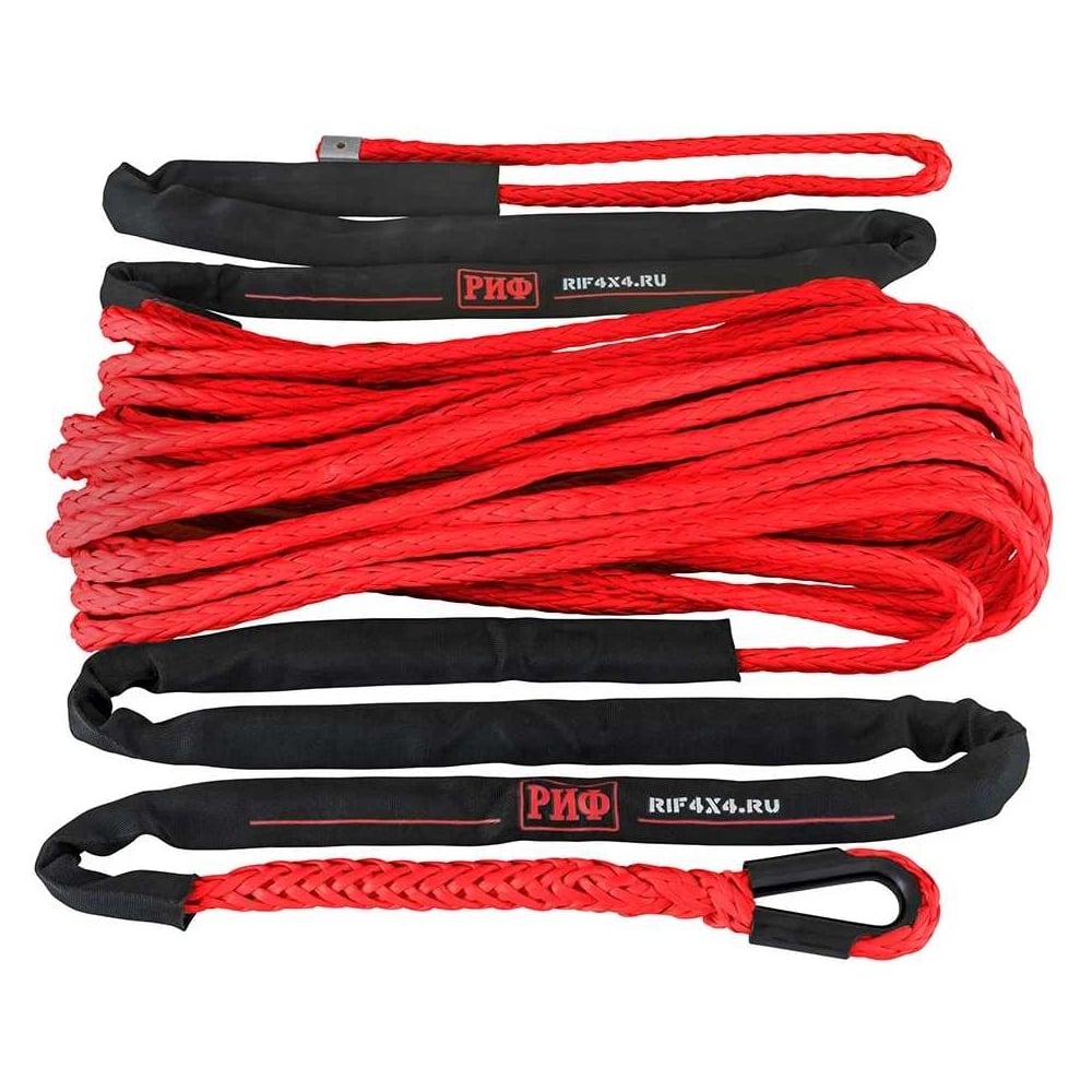 Изображение товара Трос для лебёдки синтетический РИФ 12 мм/26 м, красный SR12RD