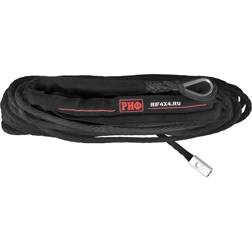 Изображение товара Трос для лебёдки синтетический РИФ 6 мм/15 м, черный SR6BL