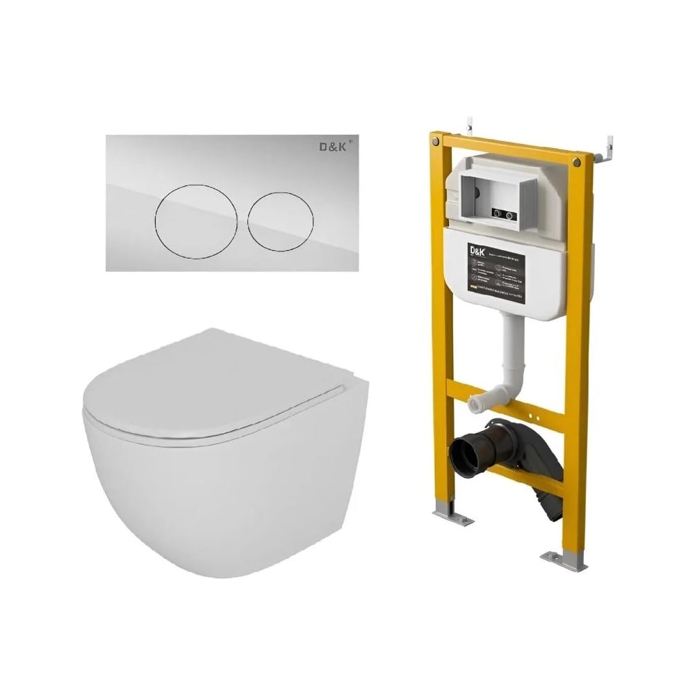 Изображение товара Комплект Унитаз подвесной безободковый DQ DK Matrix DT1396016+Инсталляция рамная скрытого монтажа DK DS1391625 Изображение товара Комплект Унитаз подвесной безободковый DQ DK Matrix DT1396016+Инсталляция рамная скрытого монтажа DK DS1391625