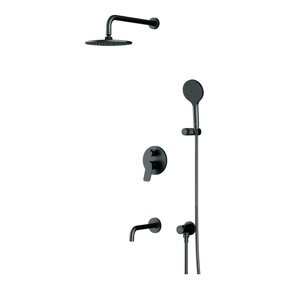 Изображение товара Набор AM.PM X-Joy встроеный см-ль, излив, верхний душ 220 мм, ручн.душ, черный FB85A3RH32