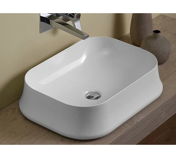 Изображение товара Накладная раковина SIMAS SHARP прямоугольная, без отверстия под смеситель, 60x42, белый SH 08