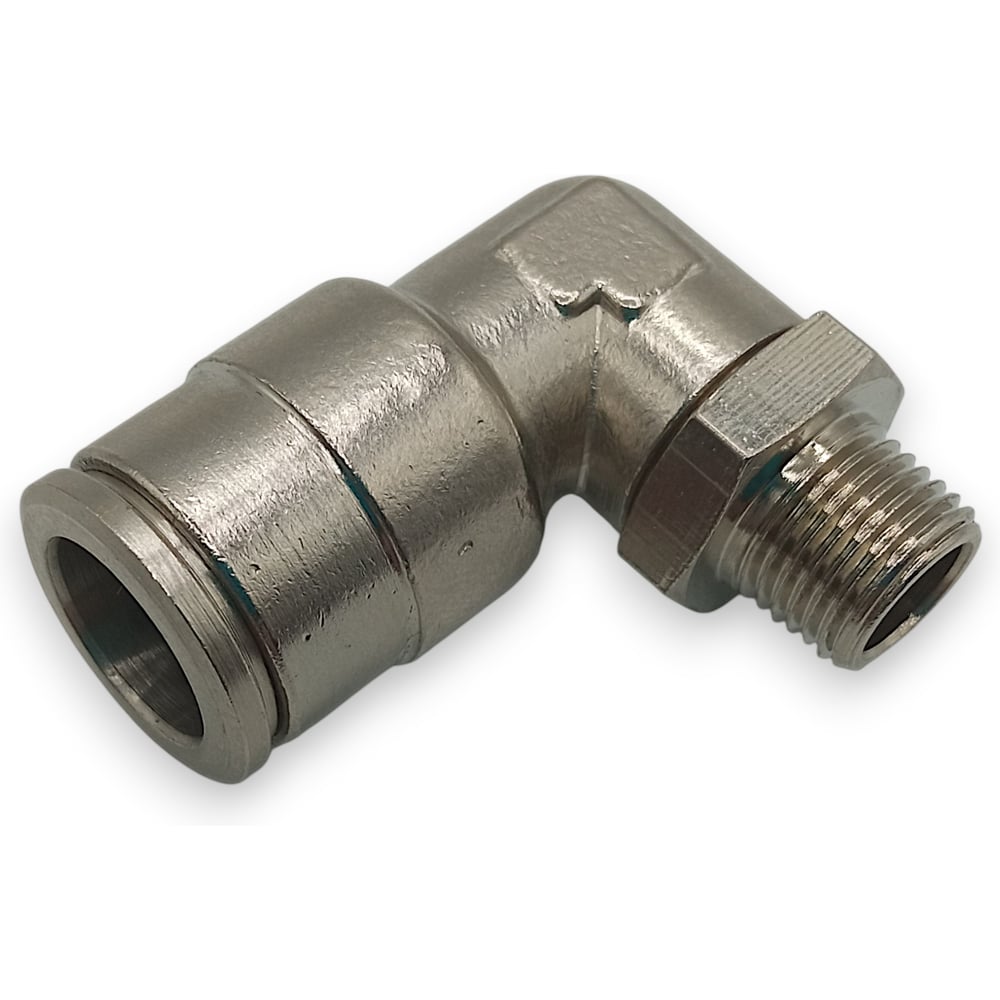 Изображение товара Фитинг Контактная Механика цанговый угловой 1/8, трубка 10мм KEML10-01P-A