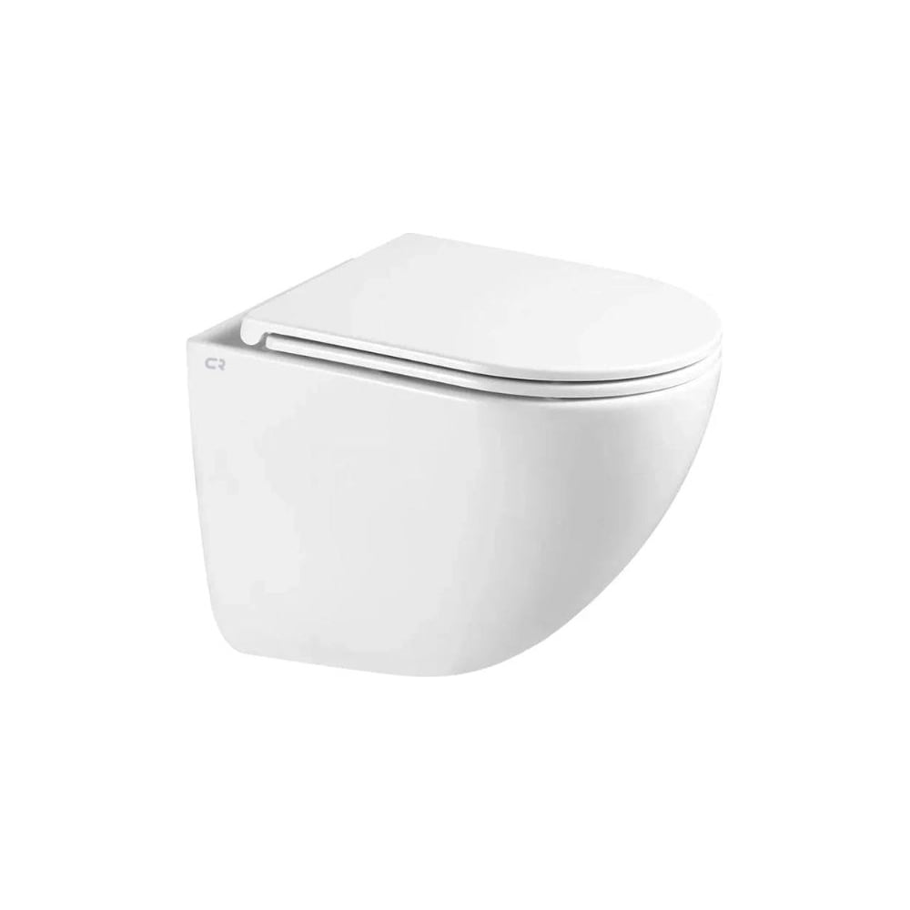 Изображение товара Безободковый подвесной унитаз CHARUS ESTELLA TORNADO с горизонтальным выпуском в стену c легкосъемным сиденьем с функцией микролифт в комплекте Тип смыва: Торнадо Размер : 520х360х400мм Материал: Санфарфор CR.522.WT3.01