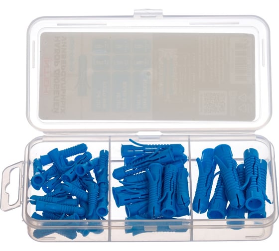 Изображение товара Набор дюбелей универсальных INTEH KDU-P6-10 6х30 24шт 8х40 12шт 10х50 6шт Полипропилен 201231