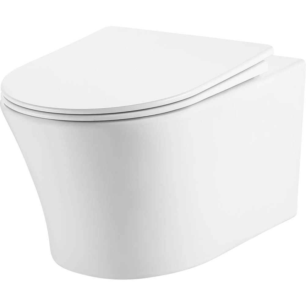 Изображение товара Унитаз подвесной DQ тонкий ободок торнадо Bonn 522х365х340 мм, сиденье микролифт, белый D DT1706516