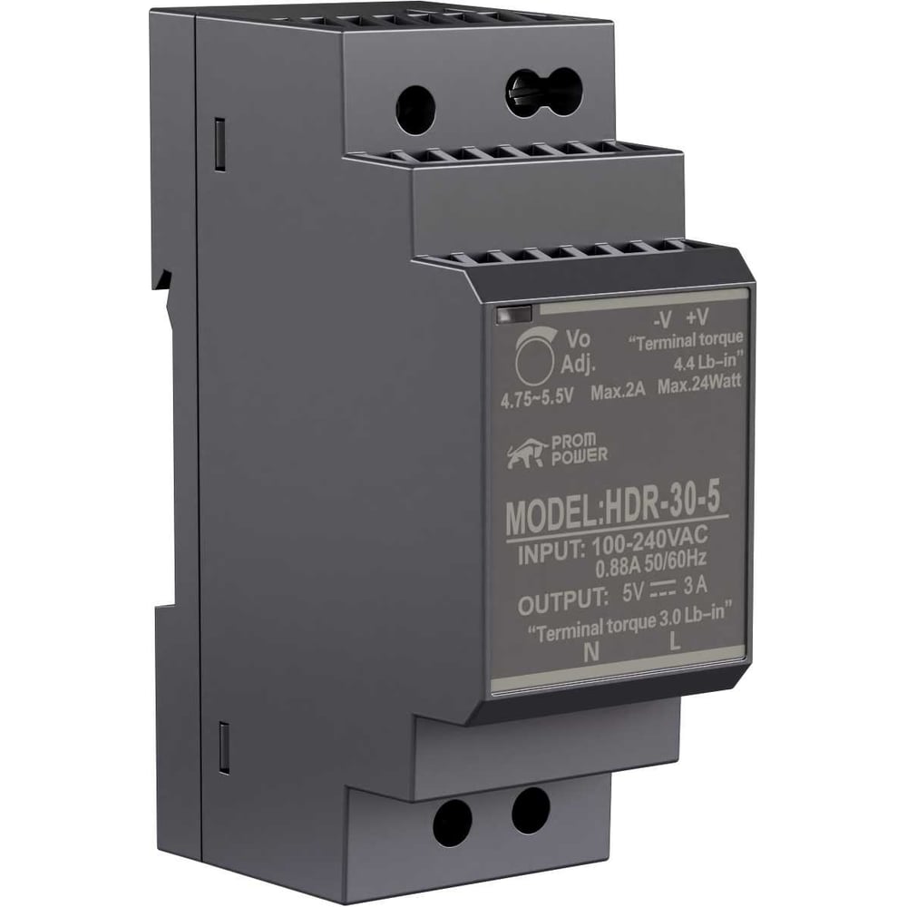 Изображение товара Источник питания Prompower HDR-30-5, на вых. 5 В DC, 3А, 15Вт. Вх. 85-264В AC (120-370 В DC) HDR305