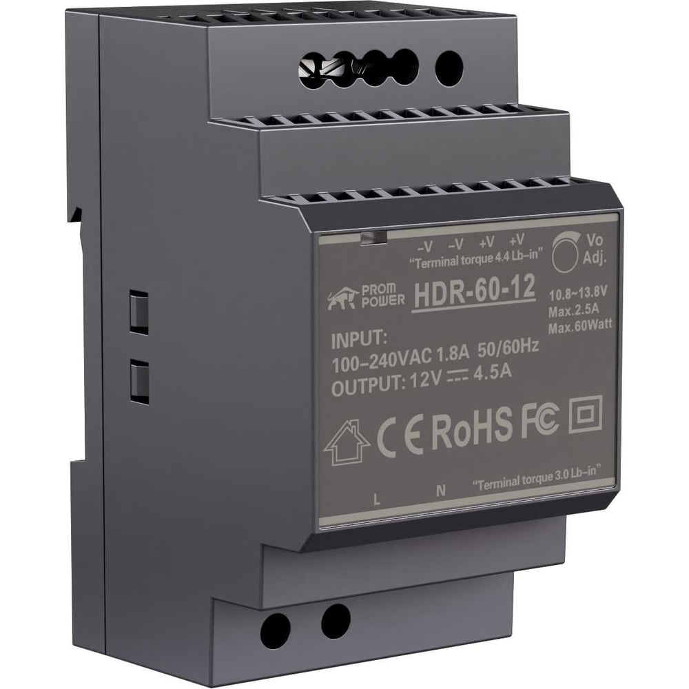 Изображение товара Питатель Prompower HDR-60-12 12V 4.5A 54Вт для промышленной автоматики