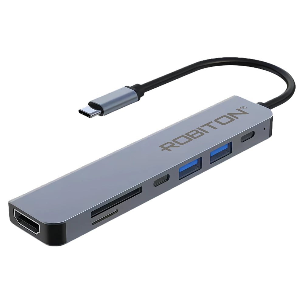 Изображение товара Док-станция ROBITON RHC-7 с USB-C, HDMI, SD/TF, 4× USB-A