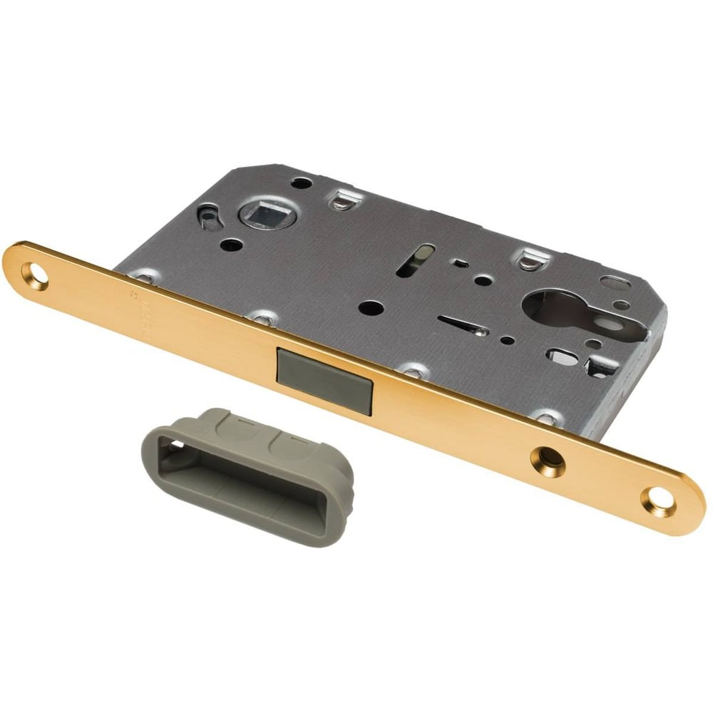 Изображение товара Замок магнитный РЕНЦ INLBM 5085 PL SSG под цилиндр с пластиковой ответной планкой, золото матовое сатинированное Изображение товара Замок магнитный РЕНЦ INLBM 5085 PL SSG под цилиндр с пластиковой ответной планкой, золото матовое сатинированное