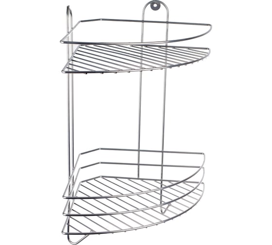 Изображение товара Полка для ванной Rosenberg 2-х ярусная, угловая, с крючками RUS-385002-2