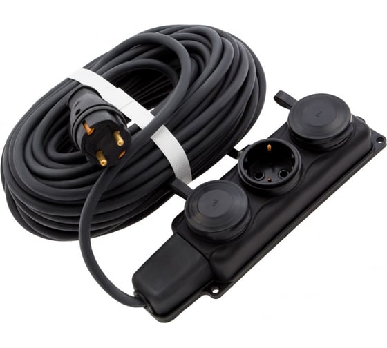 Изображение товара Электрический силовой удлинитель СИБРТЕХ 20м, 3 розетки, КГ 3х1.5мм, 16 А, тип УХЗ-16, Россия 95886