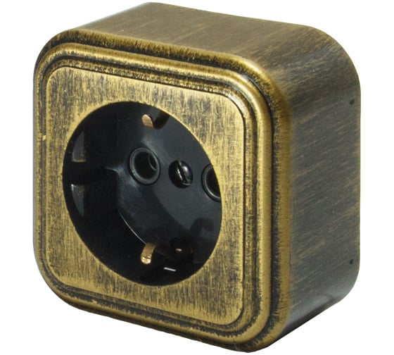 Изображение товара 1-местная розетка SVET RA 16-133-Черная Бронза открытой установки с заземлением EV0311-0033