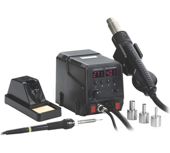 Изображение товара Паяльная станция цифровая двухканальная Zhongdi ZD-8922 (паяльник 60Вт, фен 24л/мин, 3 насадки, LED-индикация, антистатическая защита) 89-2204 00-00016464