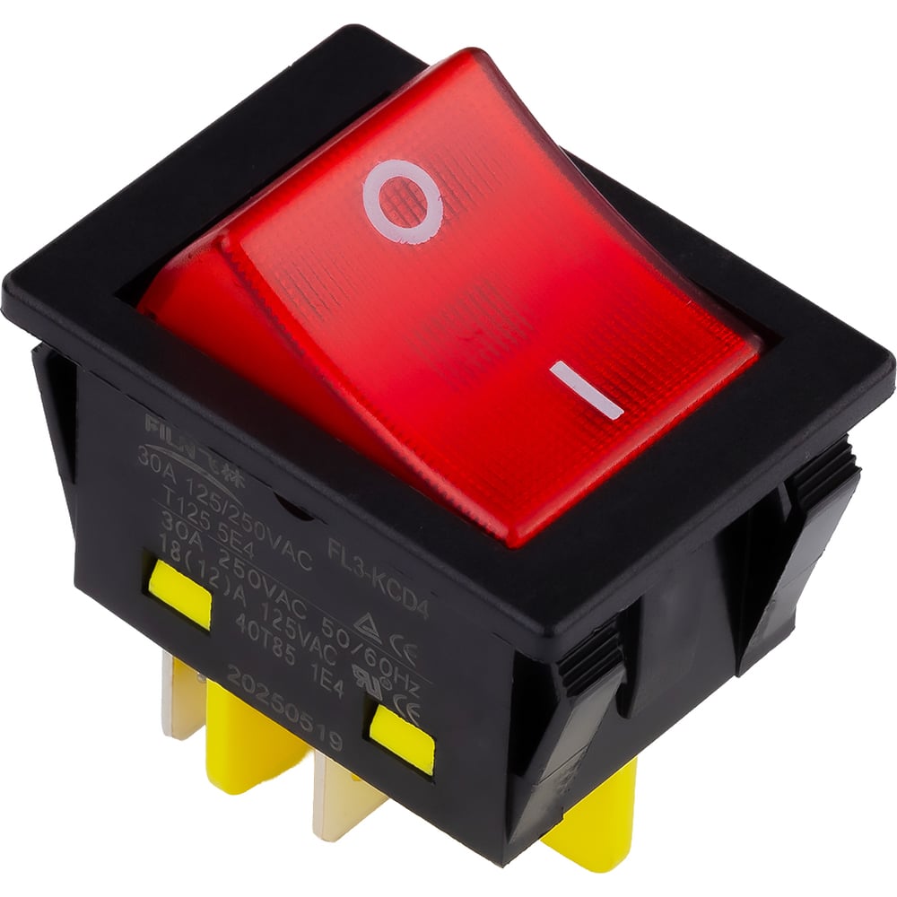 Изображение товара Выключатель клавишный SMARTBUY 250В 32А (4с) ON-OFF красный с подсветкой SBE-32-S31r